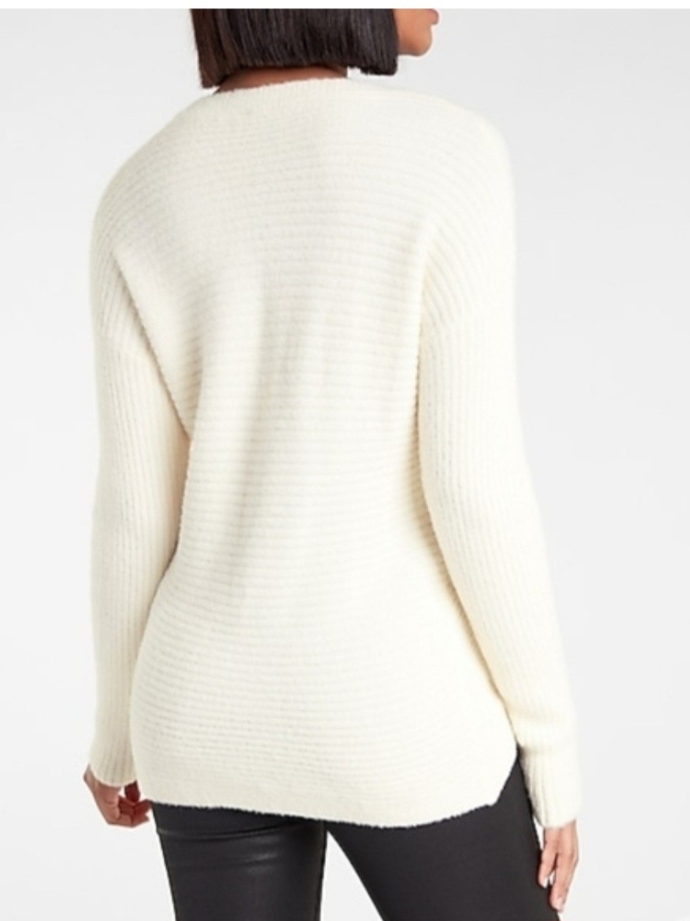 Express Ribbed Wrap V-Neck Sweater - Picture 3 of 5